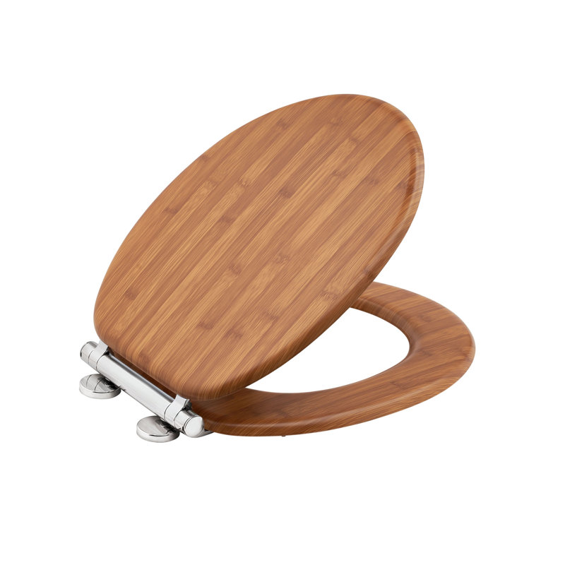 Bamboo Effect Soft Close Oval Hard Toilet Seat