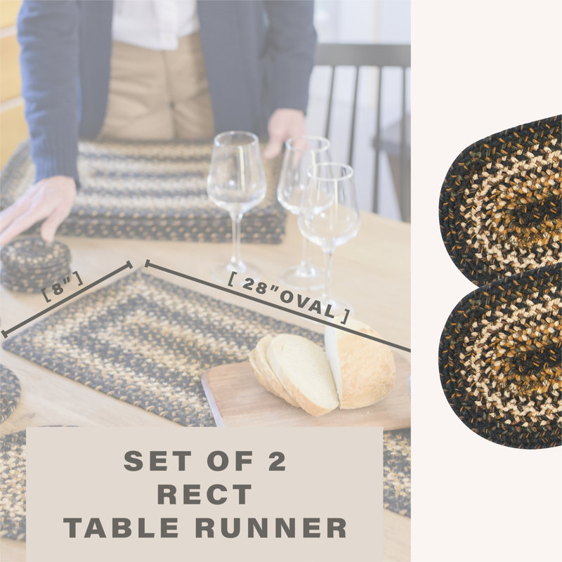 Chemin de table d'intérieur en jute de qualité supérieure - ensemble de 2, taille 8 po x 28 po, Kilimandjaro