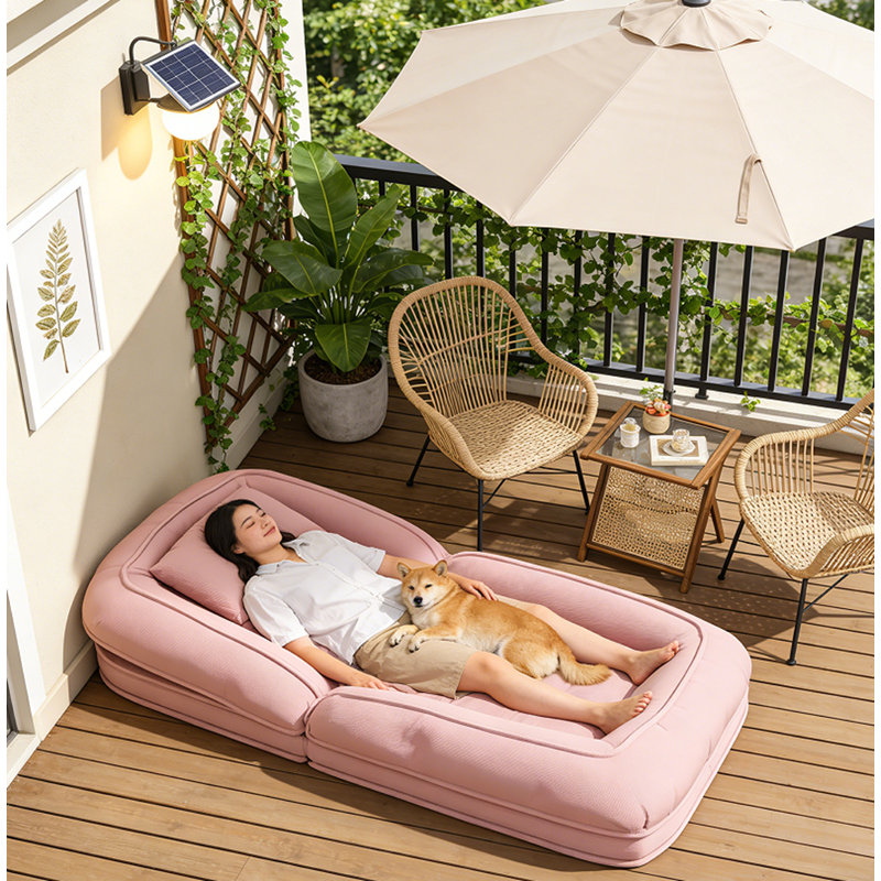 Lit rembourré pour chien avec 5 positions réglables, 11.02" H x 70.87" W x 37.4" D, Rose