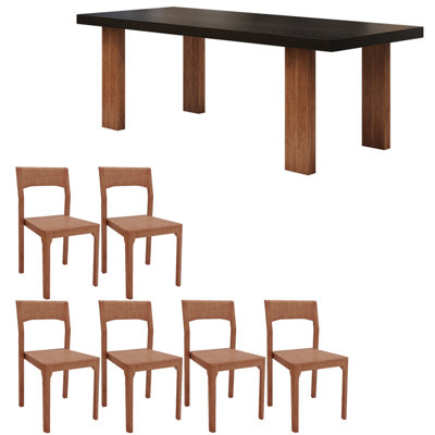 Ensemble de table à manger en bois massif de style français