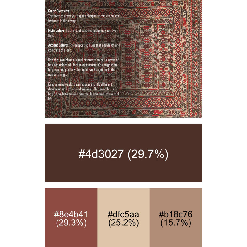 Tapis traditionnel brun / beige / rouge, Rectangle 2 pi x 3 pi