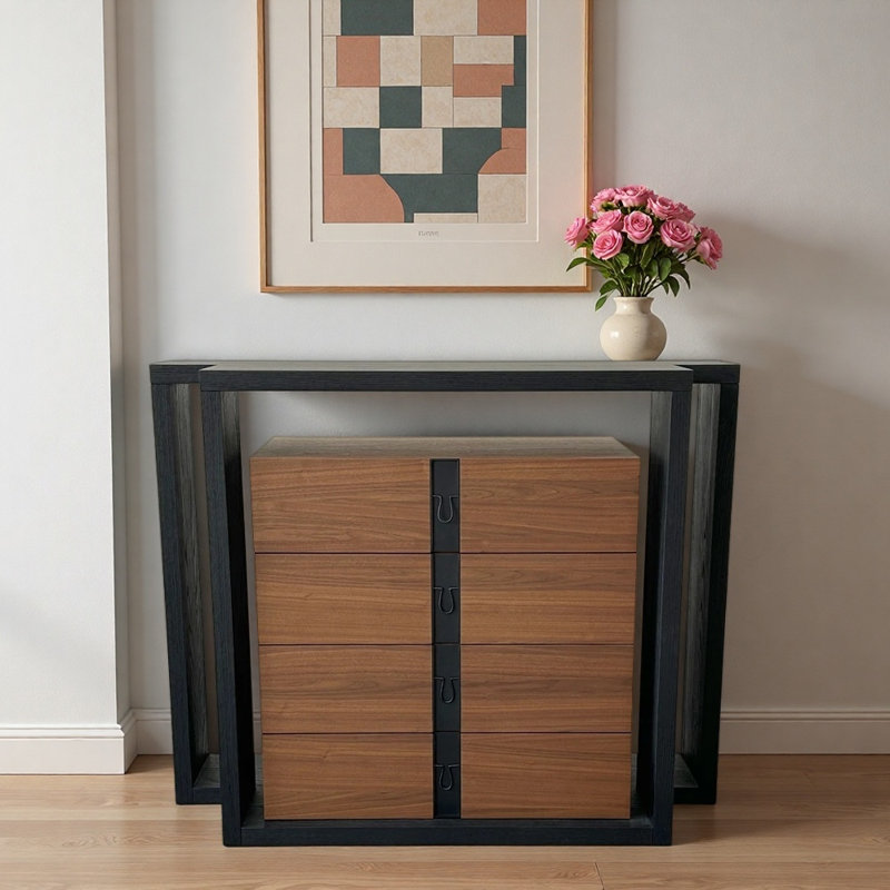 Console d'entrée en bois massif de style Mid-Century