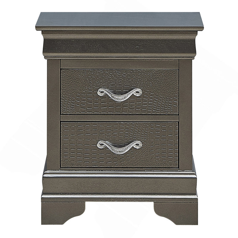 Élégante table de chevet noire métallique avec tiroirs, Noir