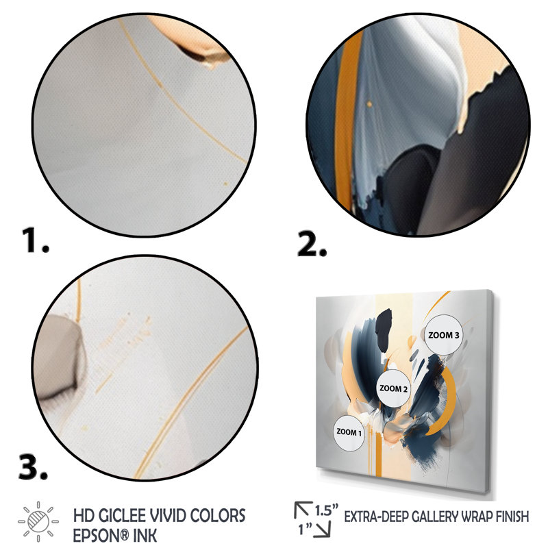 Peinture abstraite fleur - décoration murale abstraite, H 16 po x l 16 po x P 1 po, Toile tendue