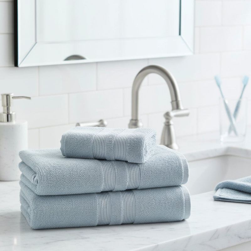 Serviettes de bain en coton Allure, Bleu