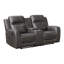 Canapé inclinable à deux places Berty, console et porte-gobelets, tissu gris-135371842
