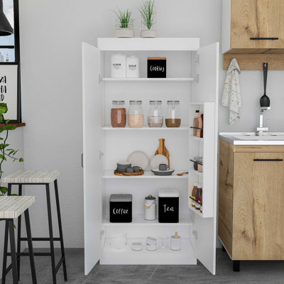 Pantry Cabinet, Double Door,Five Shelves