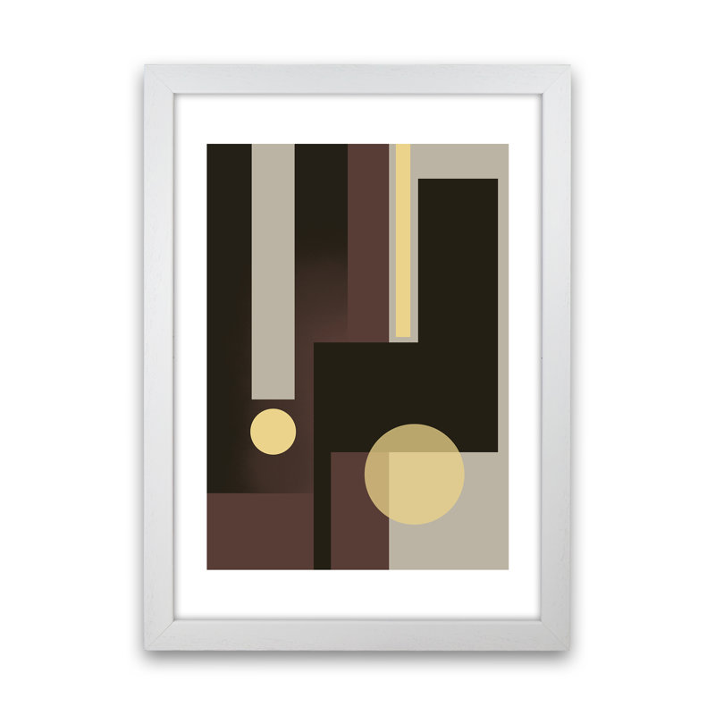 Grey Brown And Yellow - Print, White Framed, 84.01cm H x 59.4cm W x 3cm D