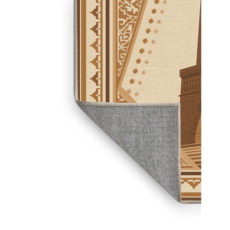 Machine Washable Madiun Classic Oriental Rug in Beige – Beige Binding, 7x10
