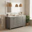 Meuble-lavabo 60 po, meuble-lavabo avec cadre en bois massif, comptoir autoportant avec 2 lavabos gris-129459495
