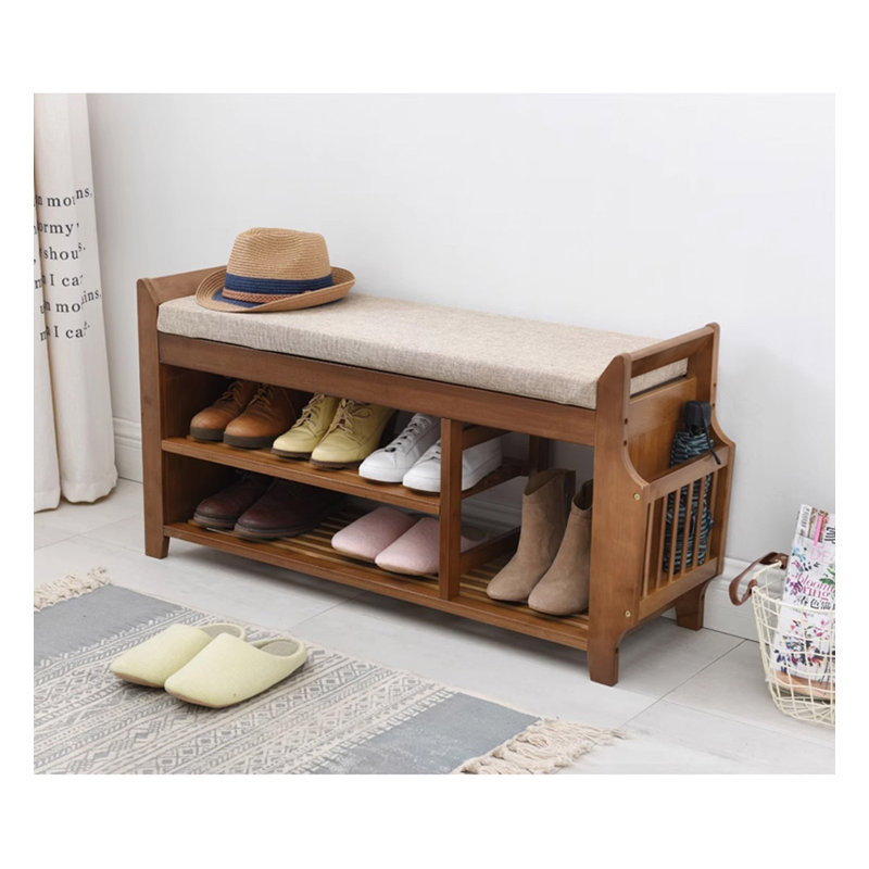 Range-chaussures en bambou avec tiroirs et tablettes