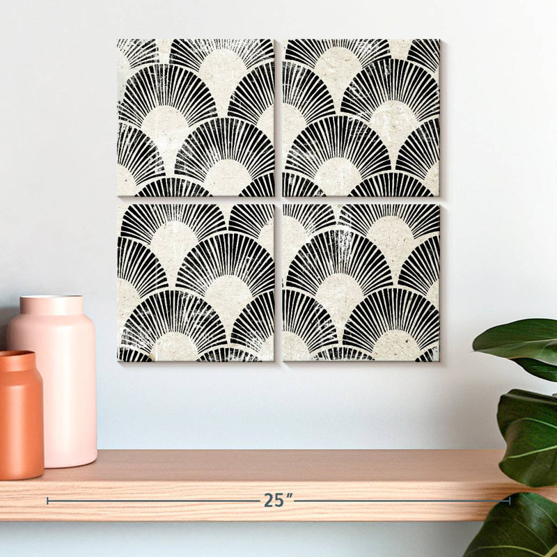 Blanc art déco I, H 18 po x l 18 po