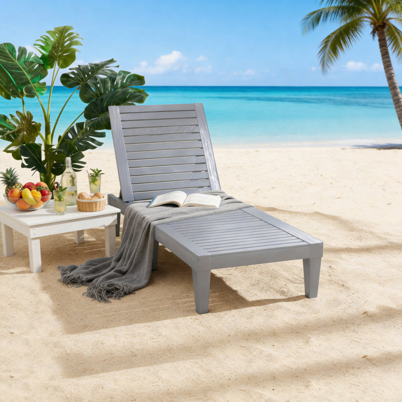 Grey Outdoor Lounge Chair Set, 5-Position Adjustable Sunbathing Lounge Chair, Waterproof, Lightweight, Suitable For Lawns And Pools.