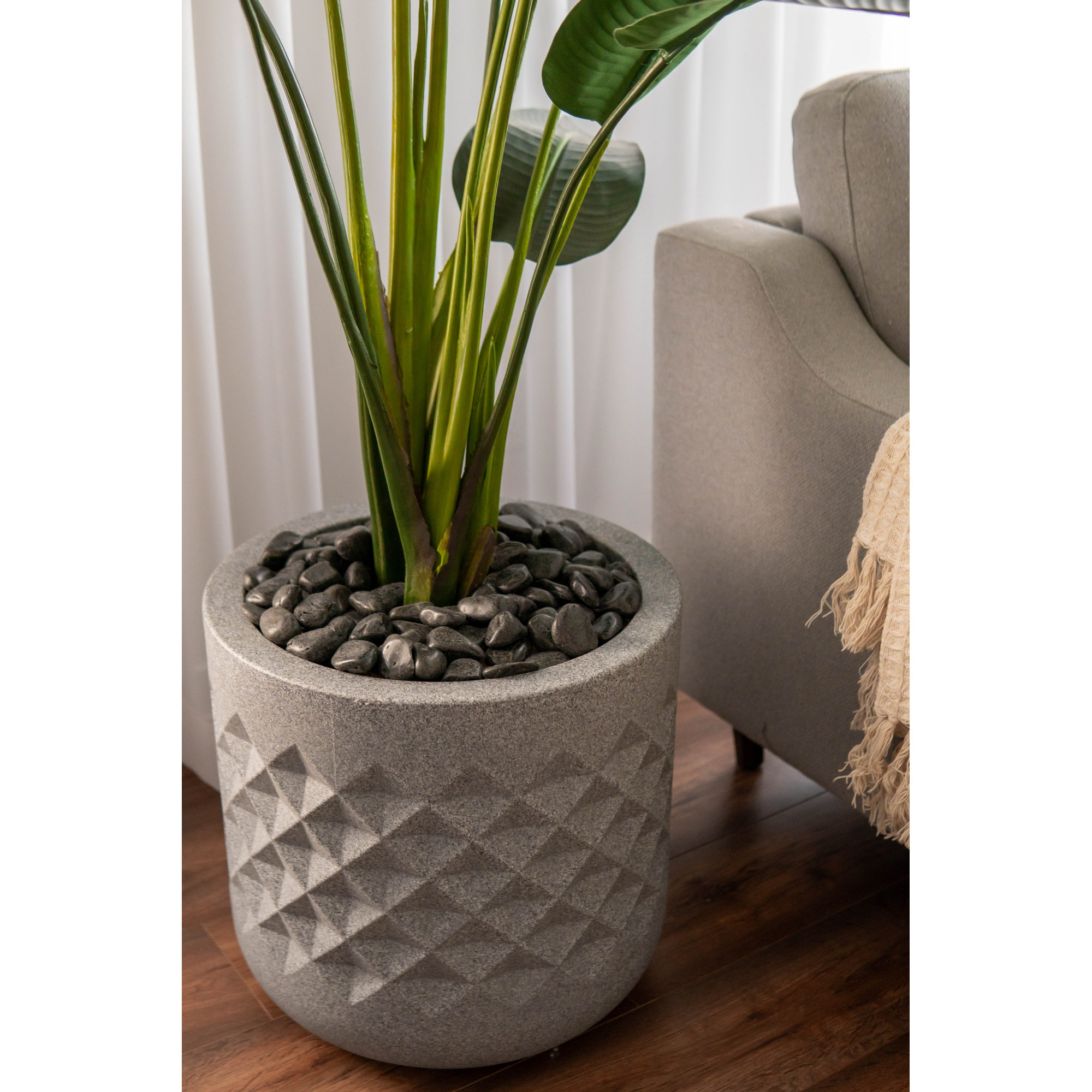 Lisle Pot Planter, Granite, 18" H x 18" W x 18" D