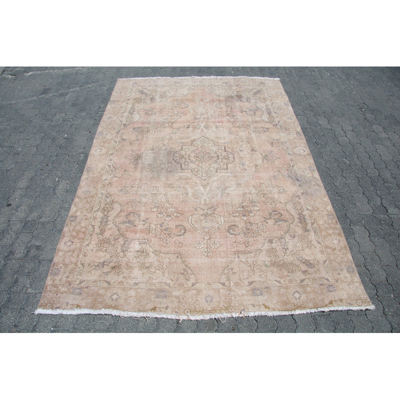 Tapis Oushak antique en laine pastel - grand revêtement de sol décoratif de style Anatolien
