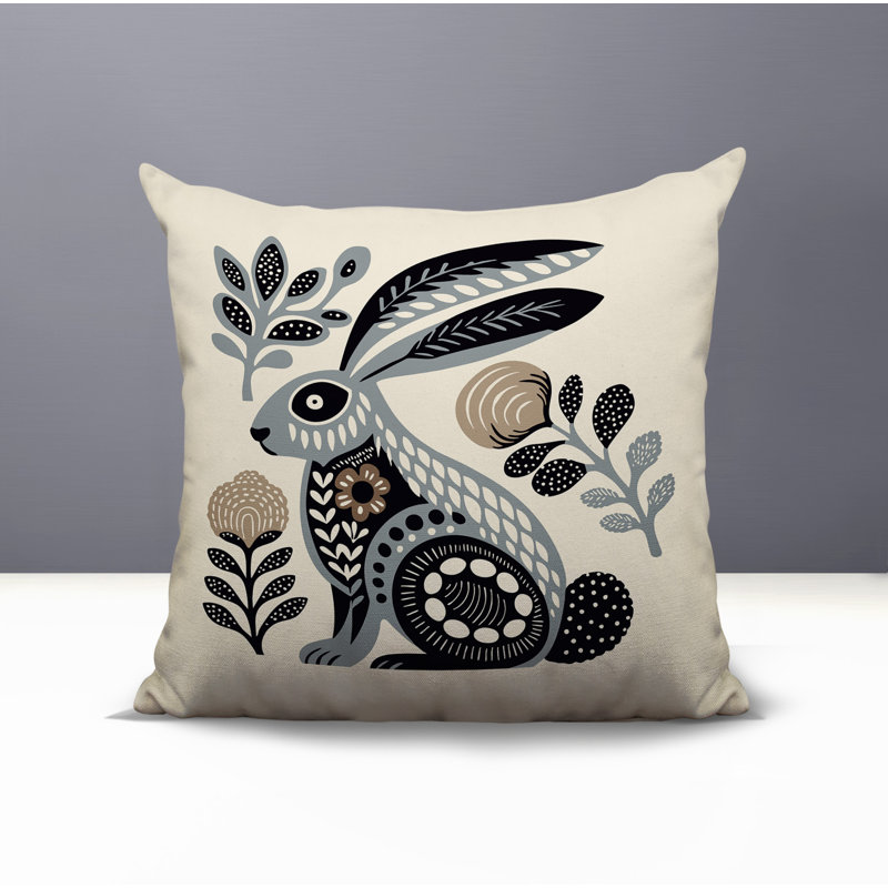 Coussin intérieur / extérieur Timi Rabbit, Gris, Carré 15 po