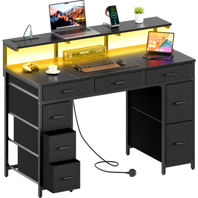 Steel Computer Desk with Built-In Electrical Outlet