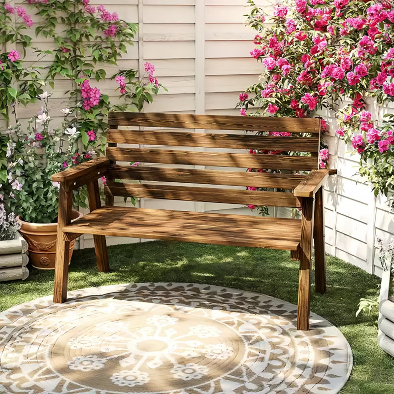 Banc d'extérieur en bois massif Modern Modern, Brun