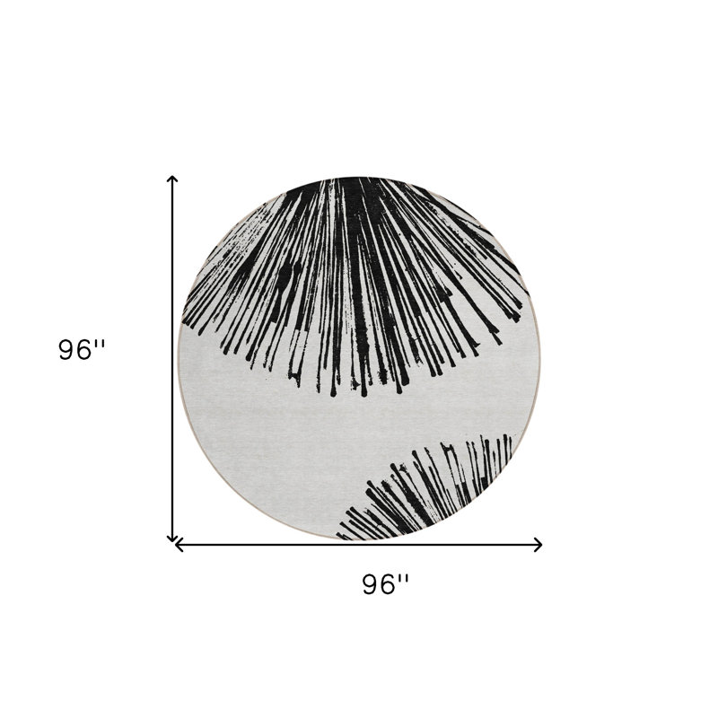 Tapis rond noir et ivoire 8 po