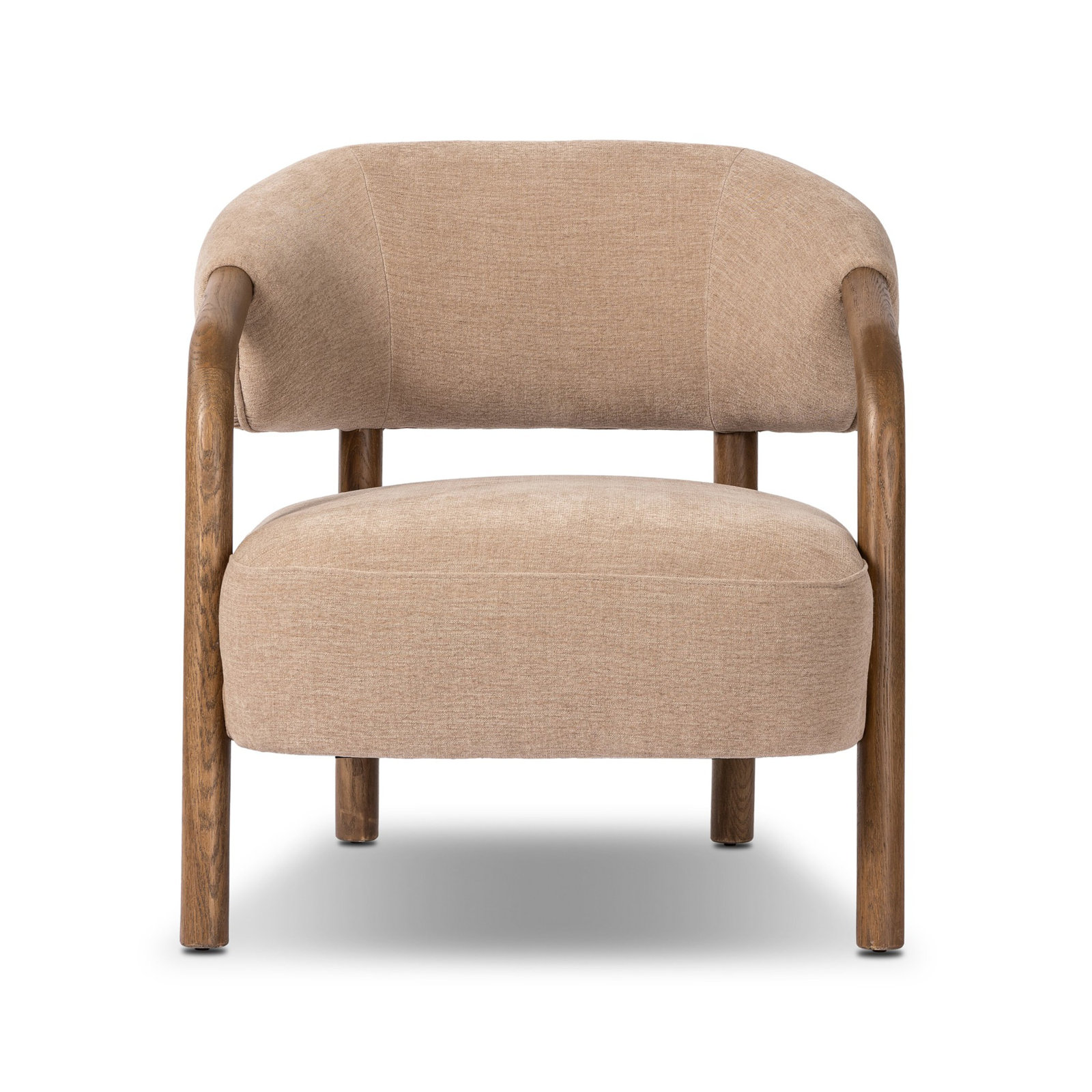 Citrine Shearling Upholstered Armchair, Laughlin Natural Polyester Blend, Tan Oak