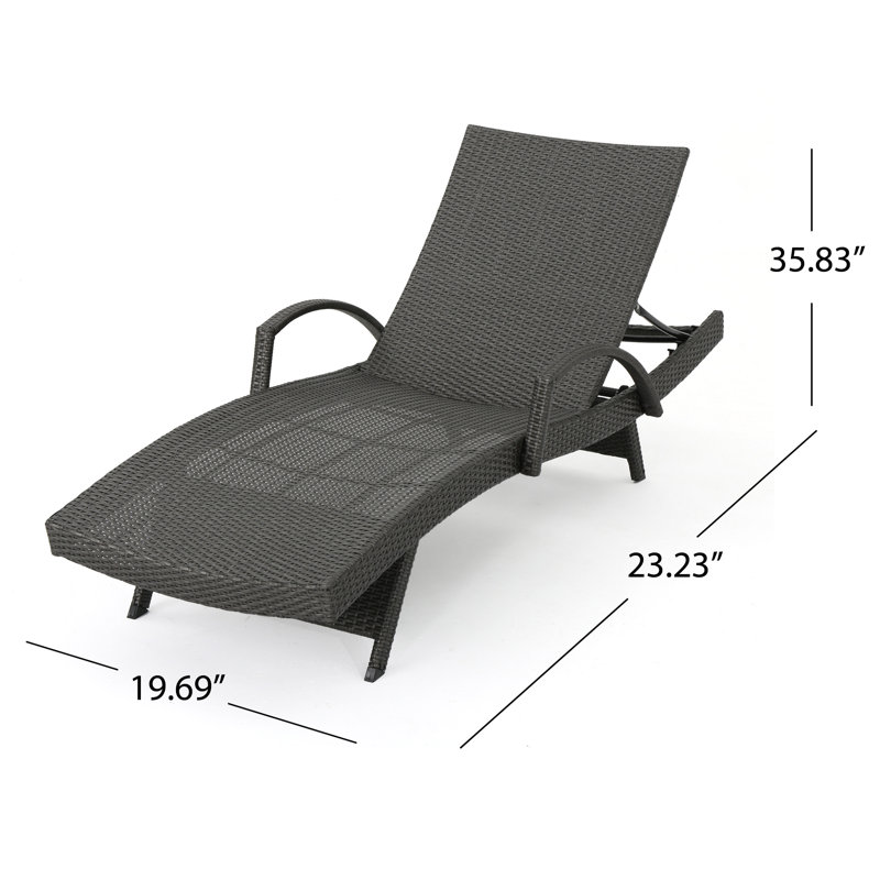 Billur Outdoor Chaise Lounge , Cushion Included, Carmel