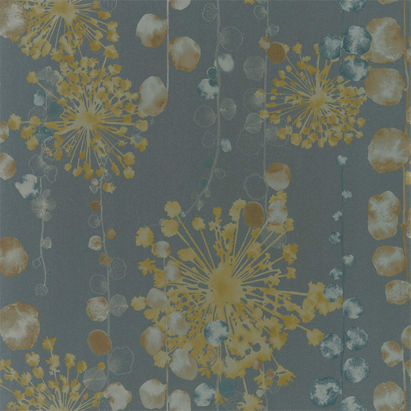 Moku 10.05m x 68.6cm Wallpaper Roll, Graphite/Mustard