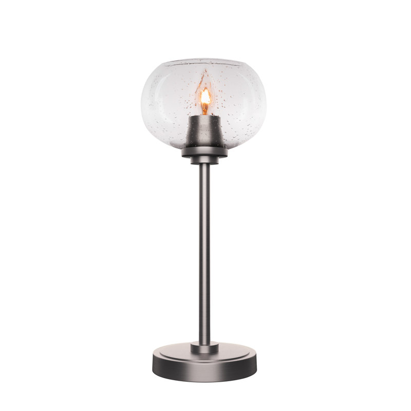 Lampe d'appoint Whitmire présentée en finition granit foncé avec verre transparent, Graphite