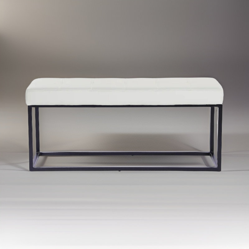 Chepstow Faux Leather Upholstered Bench, White, Black
