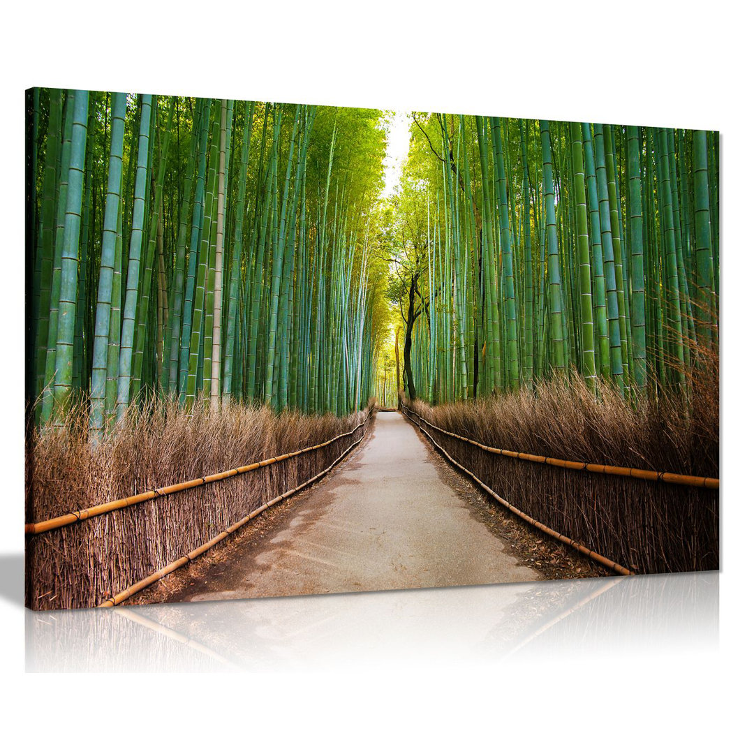 Bamboo Forest Japan Green Trees Canvas Wall Art Picture Print