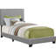 Lit simple tapissier avec aspect en cuir gris et similicuir pour une chambre chic et confortable