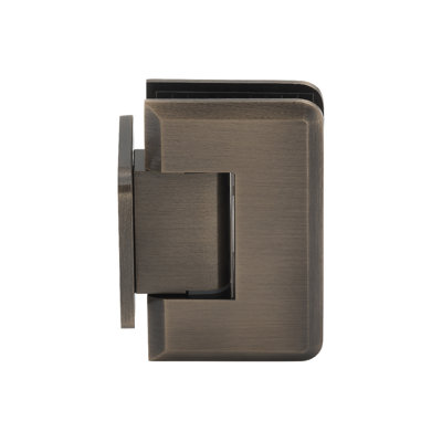 Charnière de porte de douche à fixation murale réglable en verre de 3/8 po et 1/2 po d'épaisseur avec plaque arrière courte, finition laiton antique