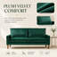 Canapé en velours 70 po Aura Modernist avec accoudoirs classiques, support à ressorts ensachés et pieds en bois chaud-132917304