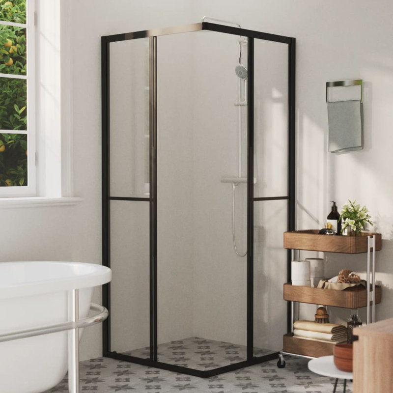vidaXL Shower Cabin Shower Enclosure Screen for Bathroom ESG and aluminum 31.5"x31.5"x70.9" Transparent and black