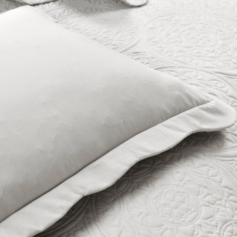 Truxton Light Gray Microfiber 3 Piece Bedspread Set, King Bedspread + 2 Standard Shams
