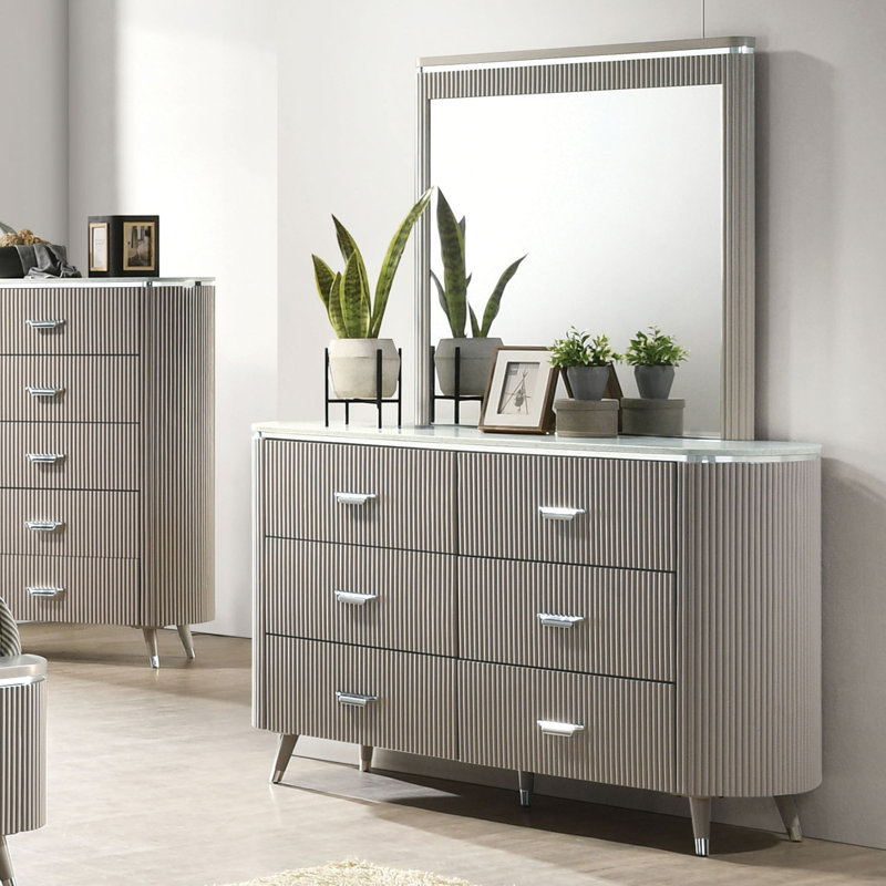 Commode 6 tiroirs avec miroir Brixham