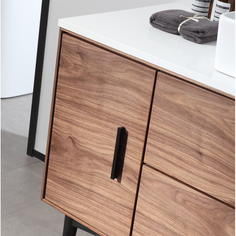 Portree 47" W Single Vanity, Walnut/Black