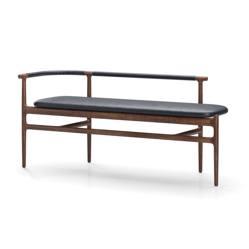 Charlie Upholstered Dining Bench, Walnut, Crystal Baltic 3814