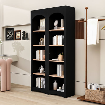Rustic 72.2" H x 39.2" WWooden Bookcase with Adjustable Shelves, Anti-Tipping Device