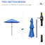 3 parasols de table de patio avec manivelle, bleu foncé pour la couverture de jardin et de terrasse, pelouse