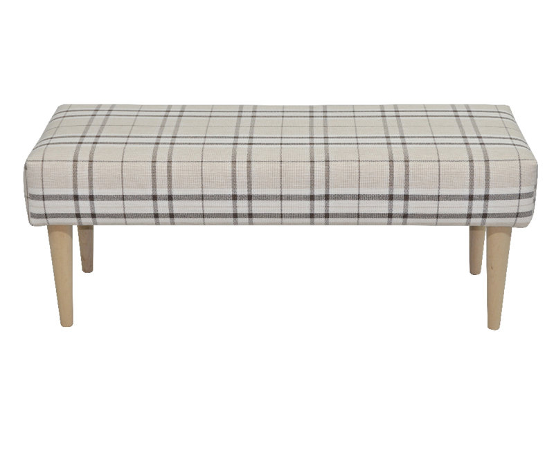 Pastel Polyester Blend Upholstered Bench, Cream