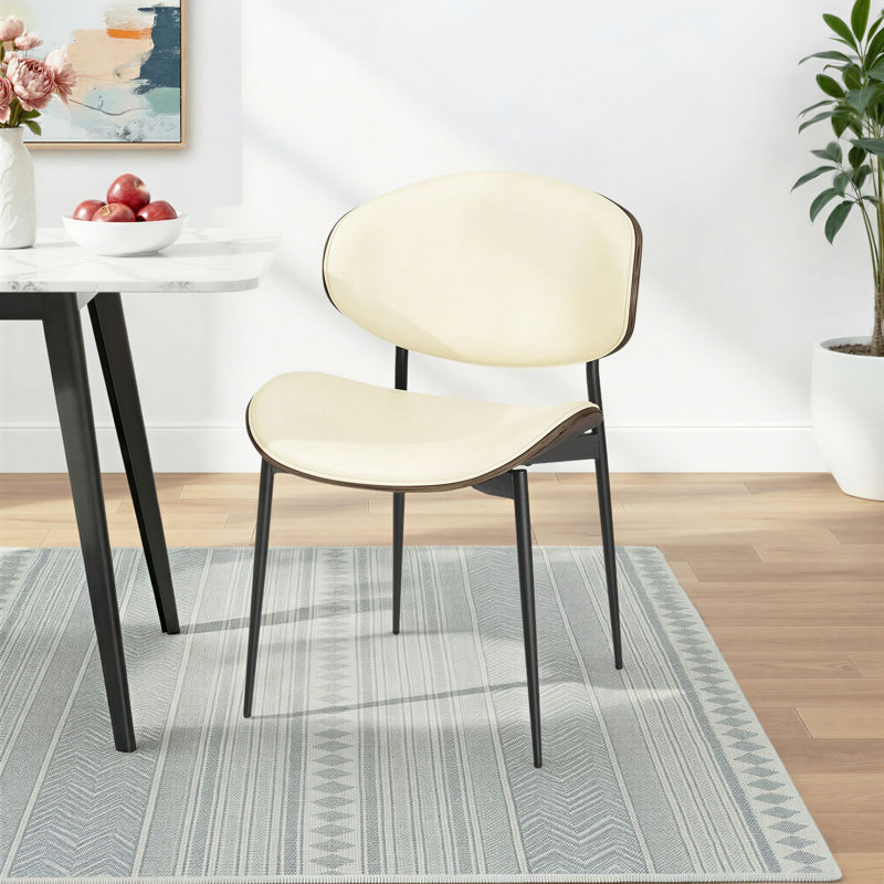 18.5'' H Faux Leather Upholstered Side Chair, White, Black