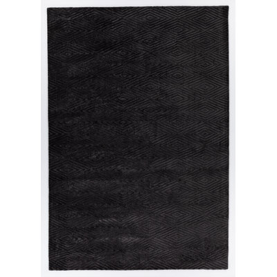 Kaelynn Authentic Hand-Woven Black Dhurrie Rug