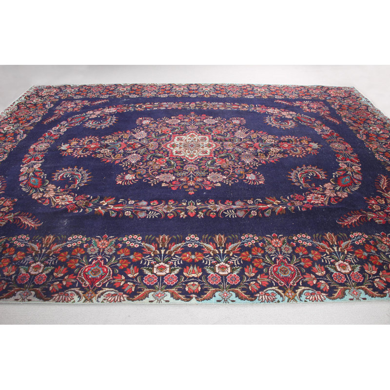 Tapis turc rétro floral kurde rétro surdimensionné de 10 pi x 13 pi pour chambre à coucher avec un motif tribal Boho mauve vibrant