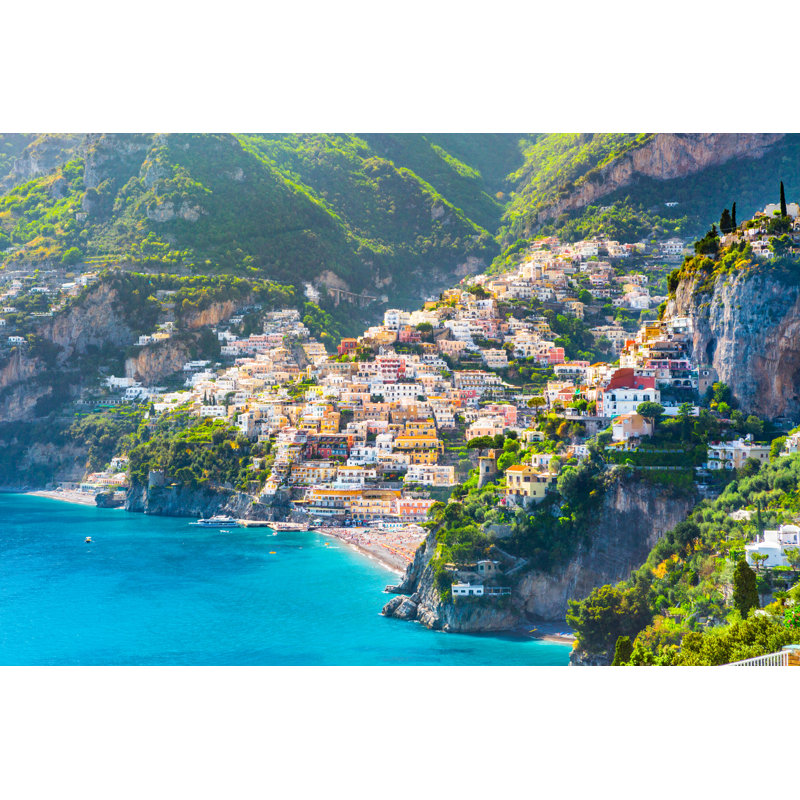 Paysage urbain de Positano, Italie - photographie sur toile tendue, L 36 po x H 24 po