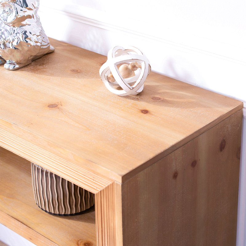Console rustique en bois massif avec tablette de rangement