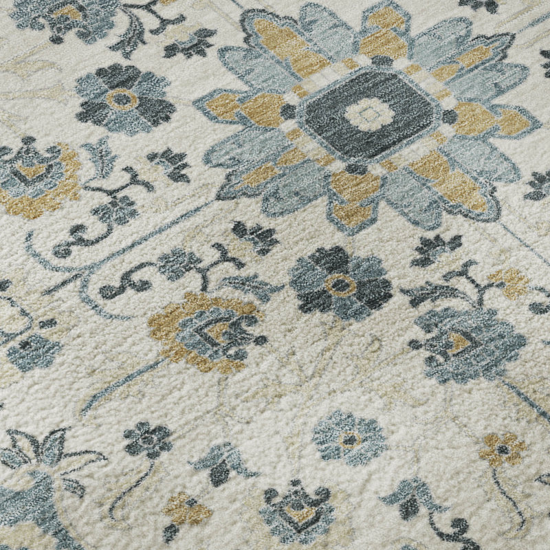 Tapis traditionnel lavable à la machine Premium Premium AMF2463, Ivoire ivoire, 3 pi x 5 pi