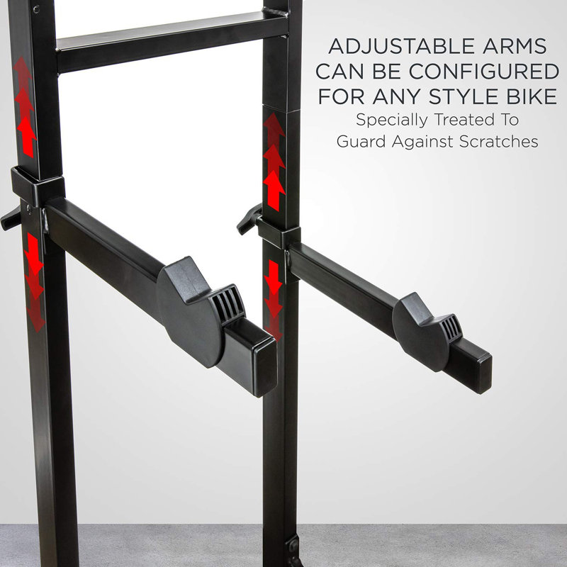 Black Steel Freestanding Adjustable 2-Bike Storage Rack