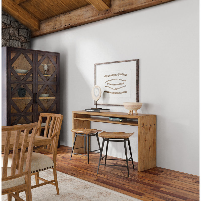 Vintage Natural Wood and Metal Counter Stool
