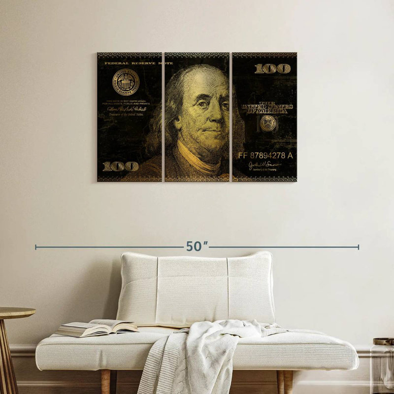 Billet de cent dollars, H 24 po x l 38 po
