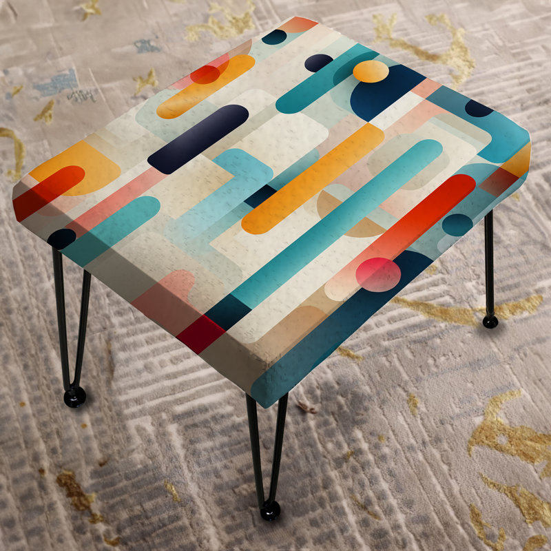Contemporary Abstraction - Geometric Rectangle Ottoman
